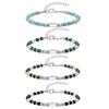 Trendy Unique Natural Stone Beaded Bracelet, Stainless Steel Chain Wristband Bracelet, Classic Tiger Eye Stone Jewelry for Men