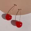 Sweet Pink Cherry Pendant Earrings Simple Small Fresh Temperament Stud Earrings Advanced Fashion Personality Design Earrings