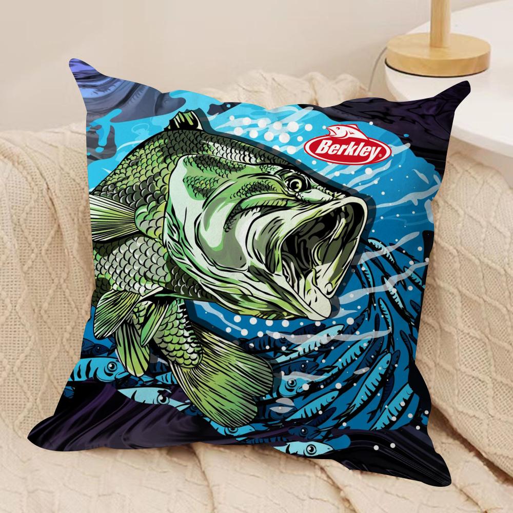 Popular Fishing B_Berkleys Cushion Cover Soft Plush Fabric Double-Sided Printed Sofa Cushion Cover for All Seasons Home Decor