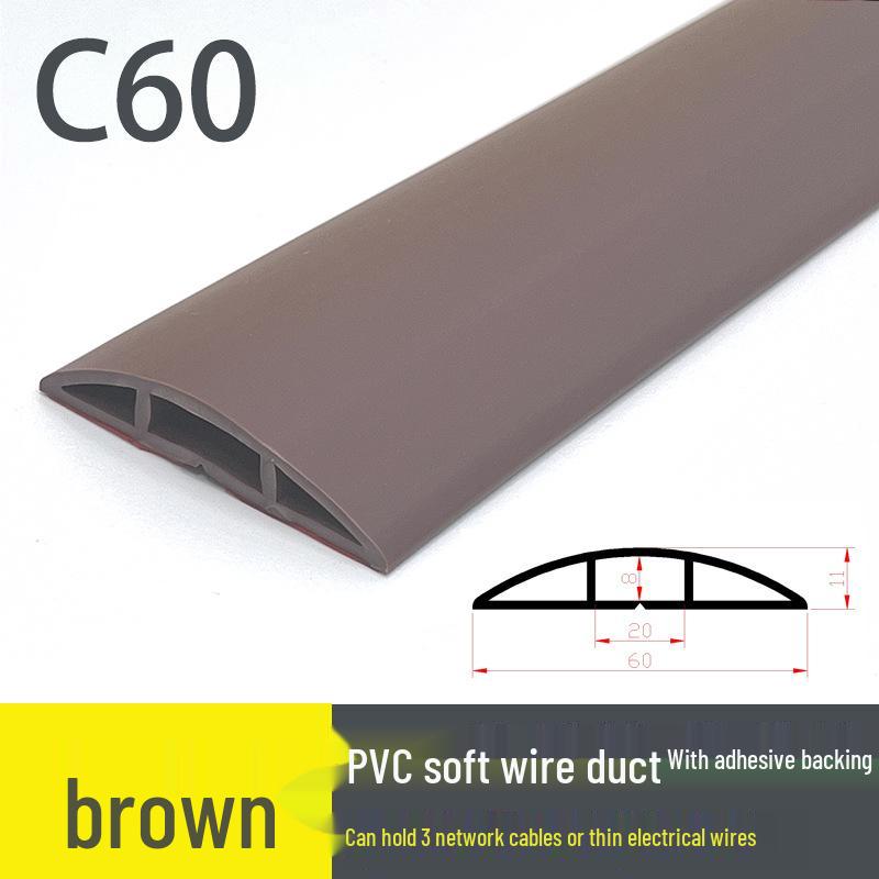 PVC Soft Floor Cable Duct: Insulated, Self-Adhesive Wire Management Channel with Thick Anti-Step Protection
