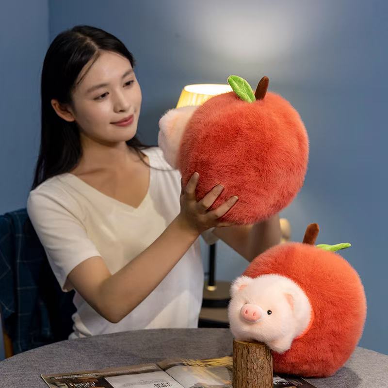 Latest Apple Pig Doll Kawaii Stuffed Plush Toy Handmade Doll Cartoon Anime Fun Cute Pillow Children's Birthday Gift Doll