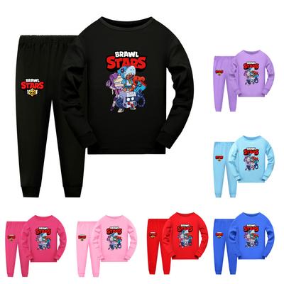 4093 Kids Brawl Stars Print Long Sleeves Top Pants Pajamas Sleepwear Sleeping Sets
