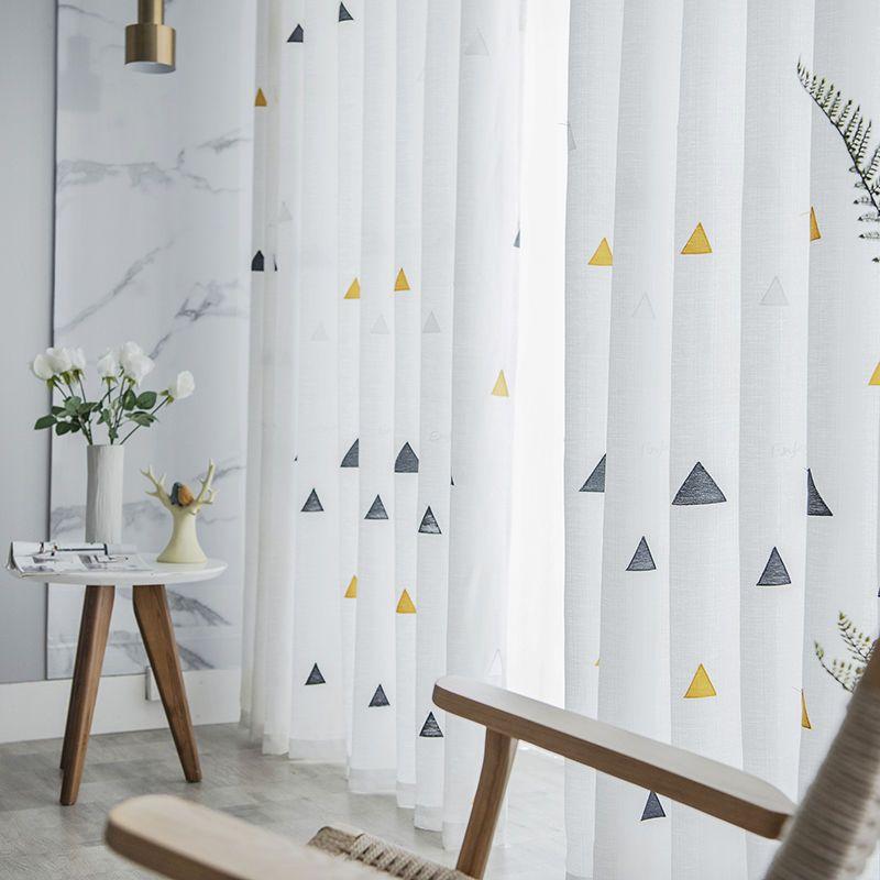 Floral Embroidered Voile Curtains Sheer Light Filtering Privacy Window Treatment for Bay Window Bedroom Partition