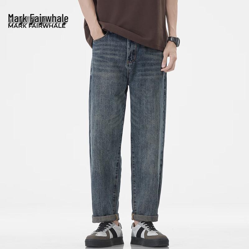 Mark Fairwhale Men's American Retro Straight Leg Loose Jeans