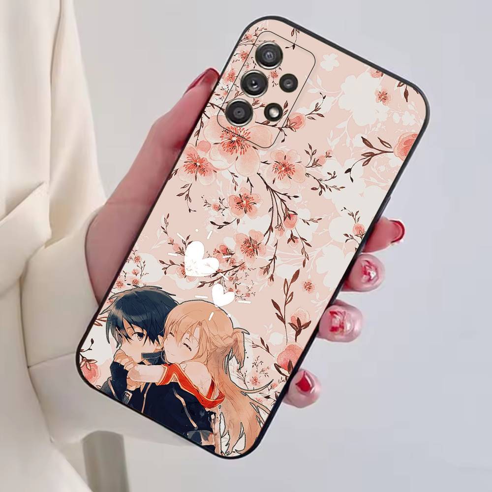 Sword Art Online Kirito and Asuna Phone Case For Samsung S25,S24,S21,S22,S23,S30,Ultra,S20,Plus,Fe,Soft Silicone Black Cover