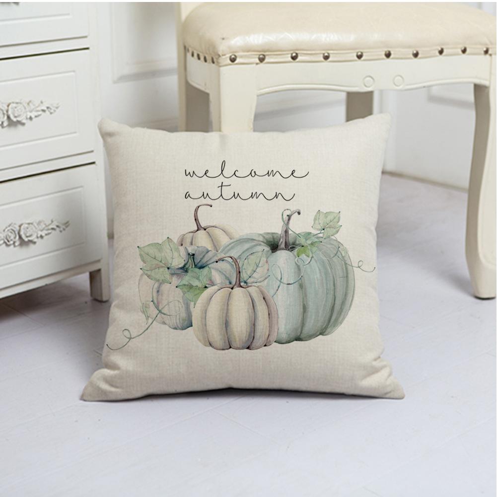 

White Pumpkin Thanksgiving Garland Flax Pillow Case European and American Fashion Home 45*45cm
