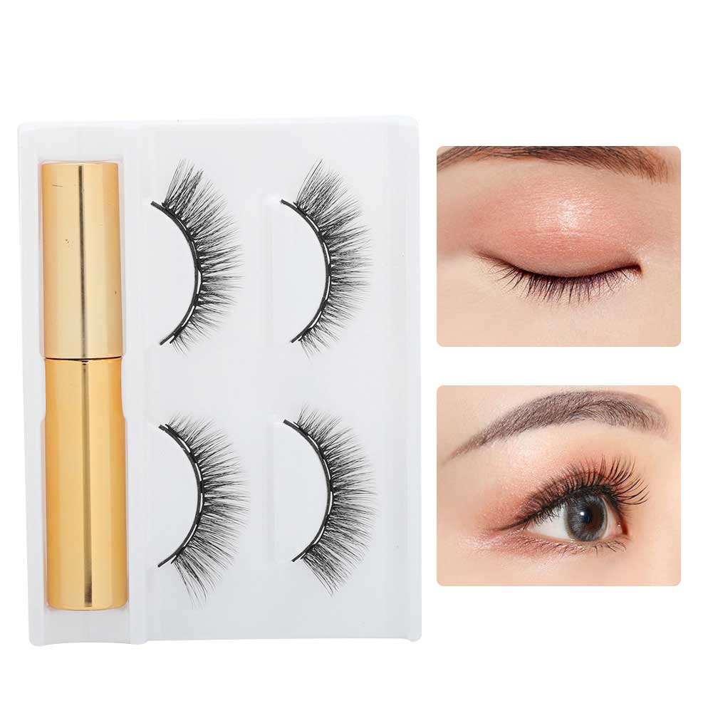 2 Pairs of 5 Magnet False Eyelash Set Magnetic Liquid Eyeliner Waterproof Lasting Eyelash