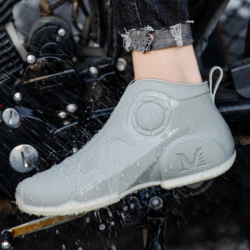 Nieuwe Heren Regenlaarzen Rubber Waterdicht Werklaarzen Voor Heren Outdoor Visschoenen Punk Enkel Zwart Sterke Blok Water Regen Schoen