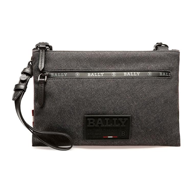 

Bally Removable Shoulder Strap Zipper Closure Nylon Clutch Men Clutch Gray 6236798 Basic Set (Bag+Dust Bag)