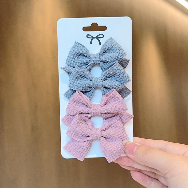 4/6/10Pcs Soft Cotton Bow Hairpin Girl Sweet Design Hairpin Color Block Delicate Hairgripe Barrettes Kawaii Child Accessories