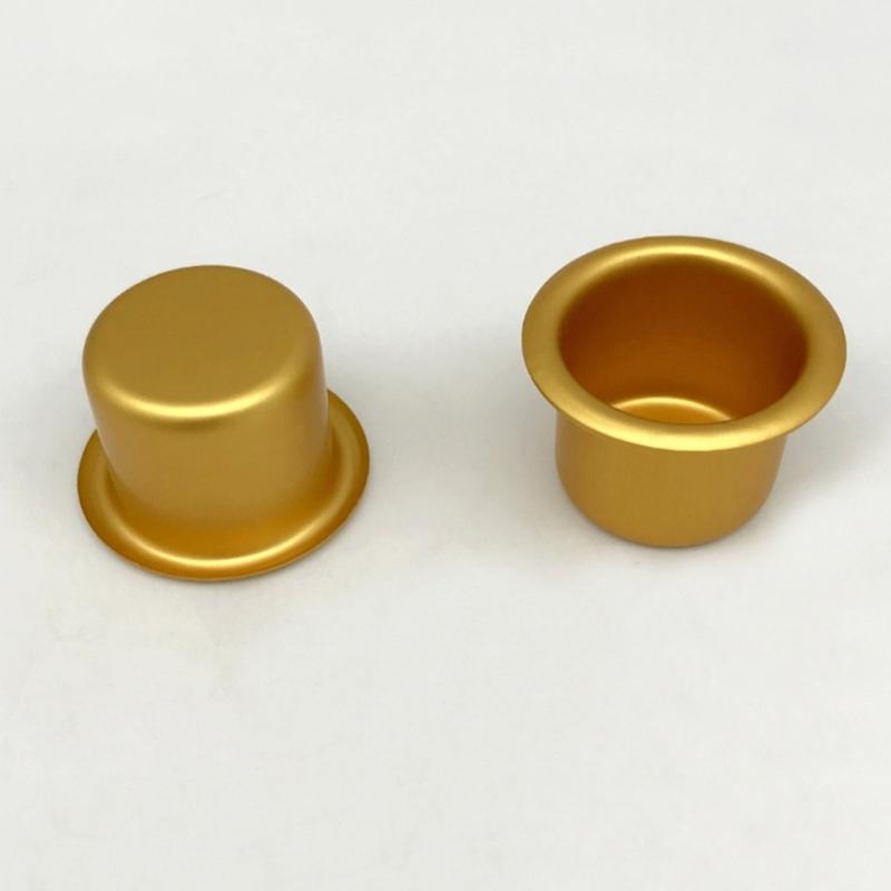 Festliche Goldene Aluminium Kerzenbecher Kerzenständer Einsätze Halter Tropfschalen Sicher für Zuhause Feiertags-Party Dekoration