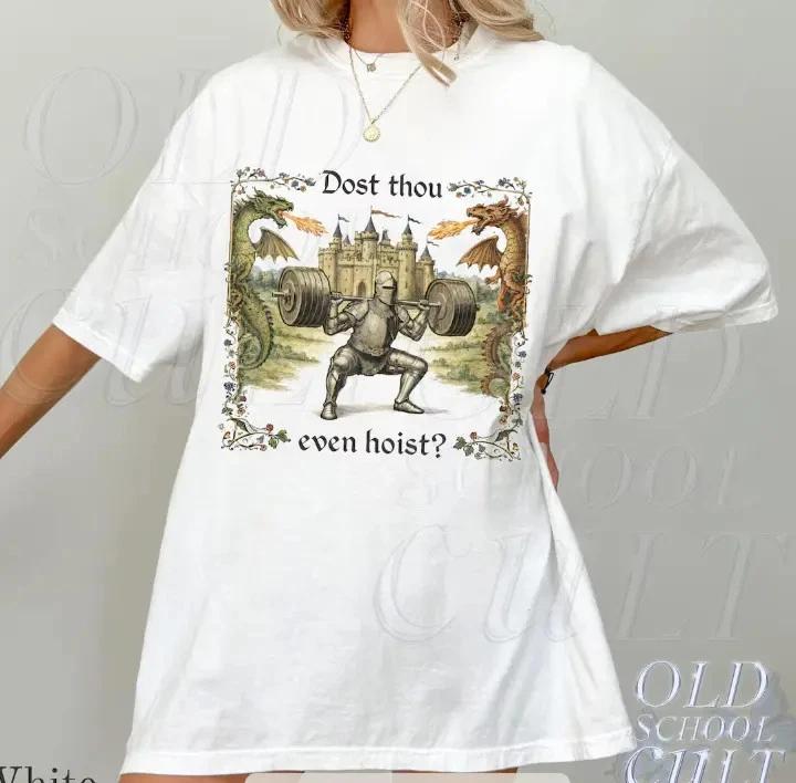 Hebst du überhaupt? Mittelalterliches Fitnessstudio Retro T-Shirt
