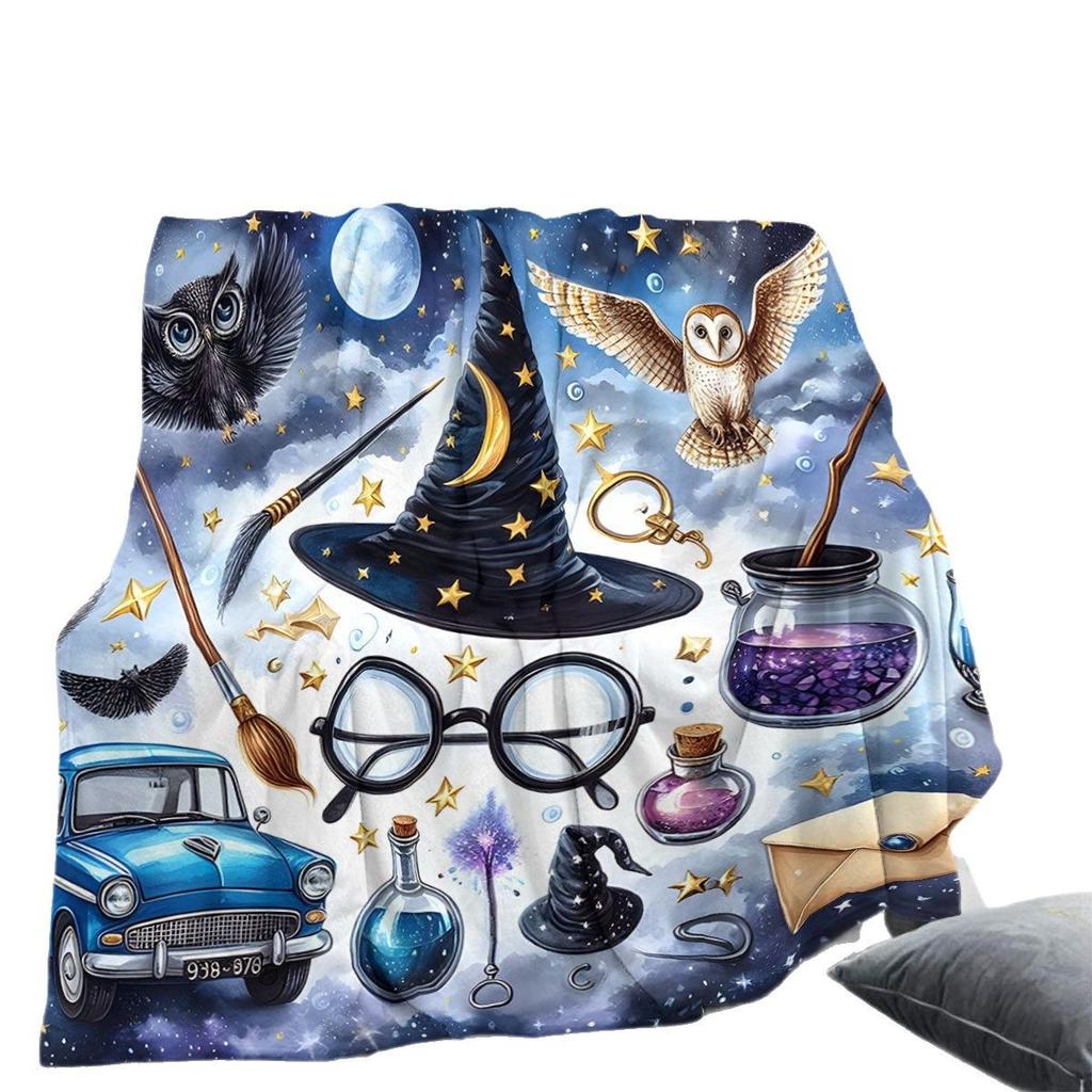 Magic Hat Printed Blanket for Sofa Bed Travel Camping Living Room Office Conditioning Blanket for All Seasons Gifts