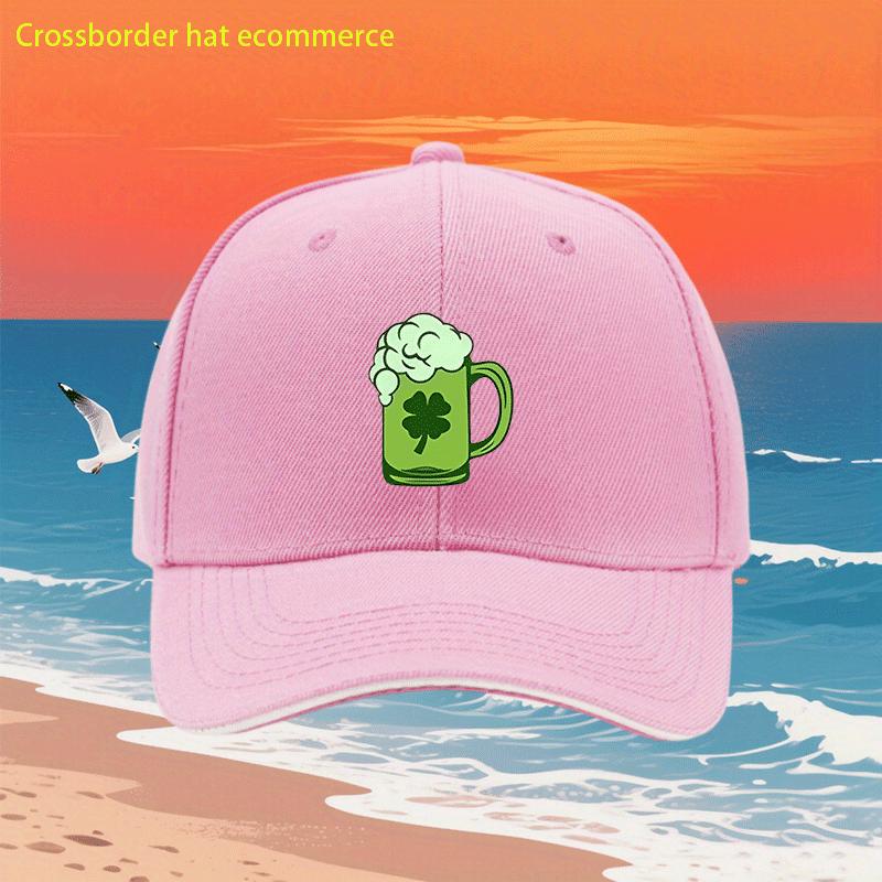Clover Beer St Patricks Day Baseball Cap Adjustable Polyester Unisex Casual Sun Hat Outdoor Headwear