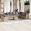 VidaXL Garden Lounge Set 11 Pcs with Beige Cushions Wicker 3223721