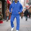 Men's Classic Two-Piece Set, Fleece Zip Hoodie Jacket & Elastic-Waist Cargo Pants For Casual Outdoor Sports