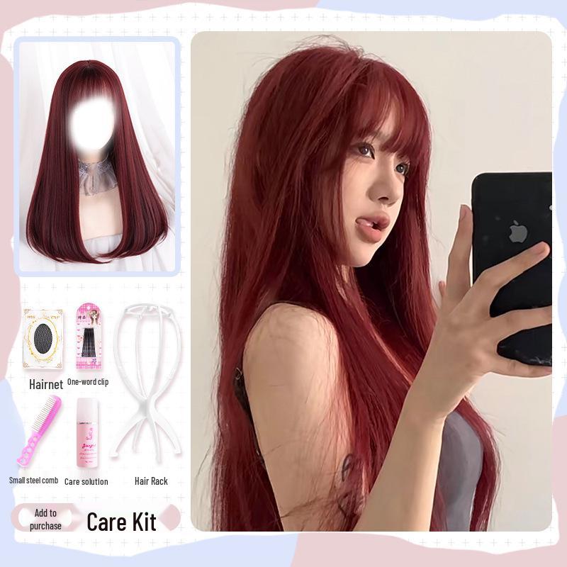 Golden Lolita Long Straight Wig for Women - Natural Full Head Cover, JK Style