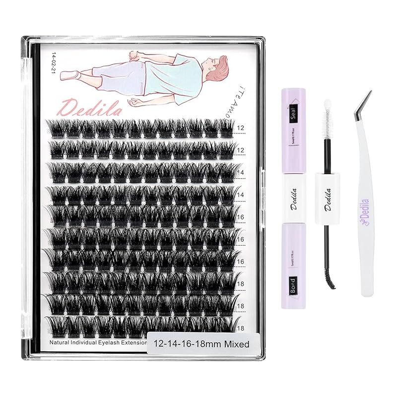Large Tray-Grafted Wide Rod Individual False Eyelashes Thick Base 120 Cluster D Curly Hair Naturally Dense Eyelashes 8-20 Mm Optional (14 Mm)