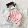 Girls' Autumn-Winter Bow Knit Cardigan & Pants Set