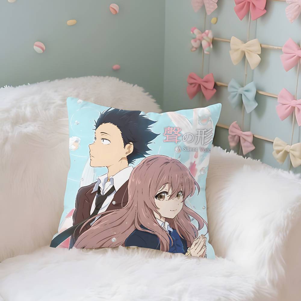 Anime A S-Silents-Voices Pillow Case Cushion Cover Soft Cute Throw Pillow Case For Car Sofa Pillowcase Polyester With Zipper