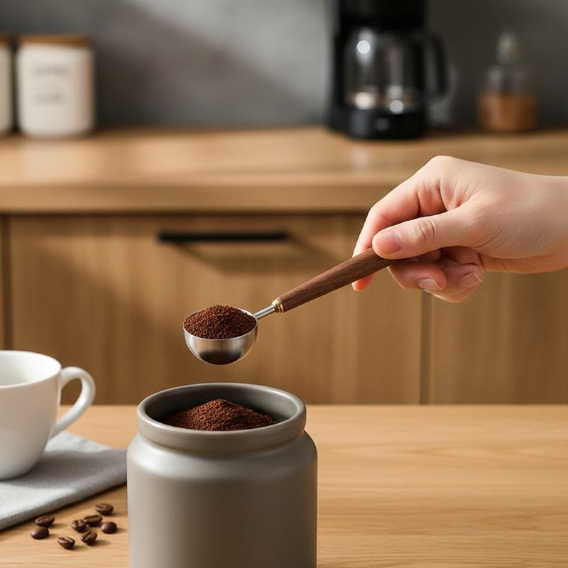 Wood Handle Stainless Steel Coffee Scoop Tablespoon Accurate Measuring Spoon for Coffee Beans Powder Home Cafe Use