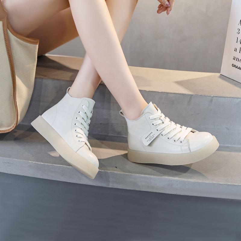 Sports Women's Shoes Leather White Shoes