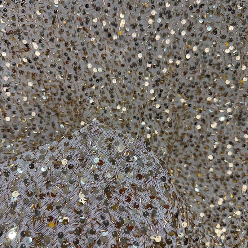 Exquisite Sequins Fabric with Shiny Sequins Embroidered for DIY Sewing Weding Party Dress Decoration Handmade DIY Designerfabric