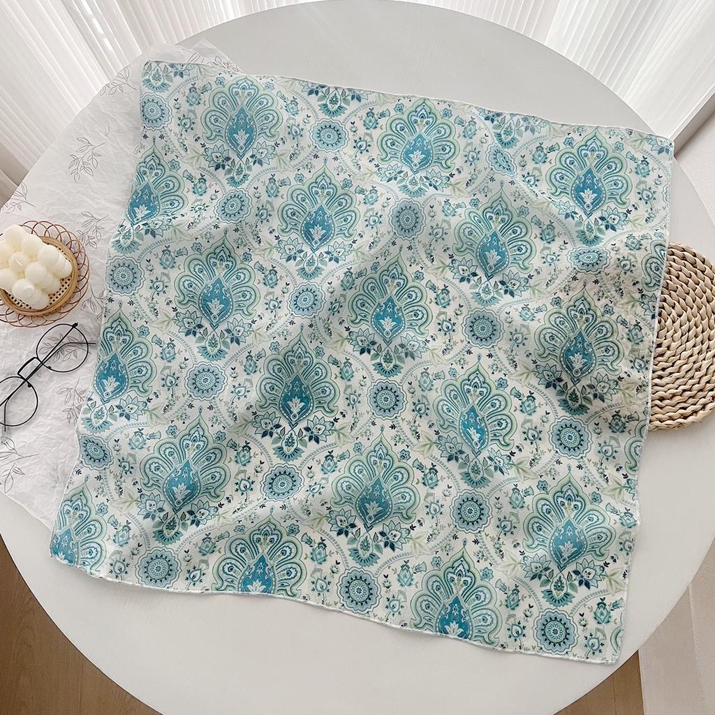 Foreign Style Versatile 58 Cotton And Linen Small Square Scarf Silk Scarf Women'S Spring And Summer Headband Scarf Decoration