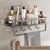 TLXT Stainless Steel Wall-Mounted Bathroom Shelf with Towel Bar and Hooks