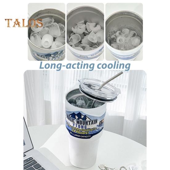 Stainless Steel Ice Cup 900ML Large Capacity Insulation Tumbler with Straw Car Coffee Cup for Hot Cold Drinks Water Tea Milk Office Outdoor Insulated