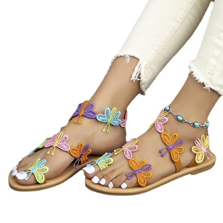 Colorful Sandals Women's New Colorful Butterfly Flats Women's Shoes