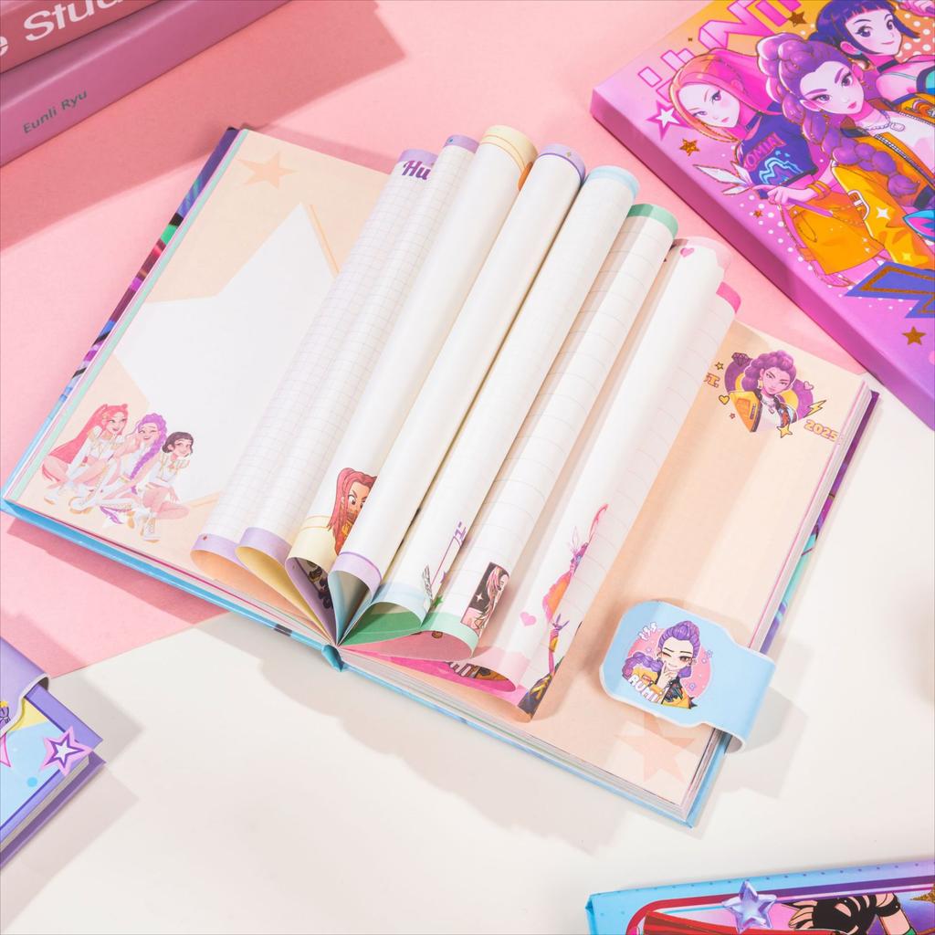 High-Value K-POP Demon Hunters HUNTRIX Magnetized Buckle Notebook, Colorful Page Journal, Student Stationery & Festival Present