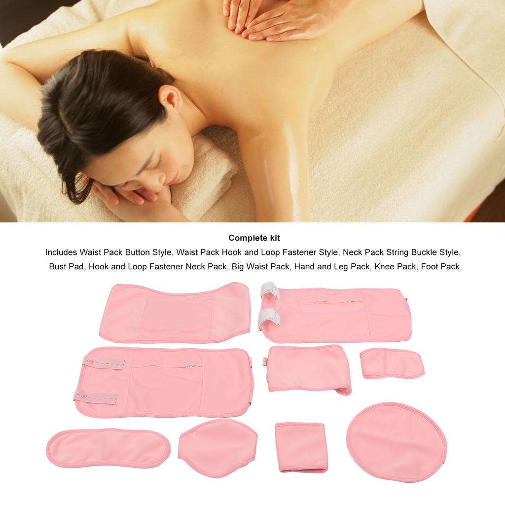9PCS Castor Oil Pack Set Reusable Adjustable Castor Oil Compress Wrap Kit Soft Fabric Sleep Aid Tool for Insomnia