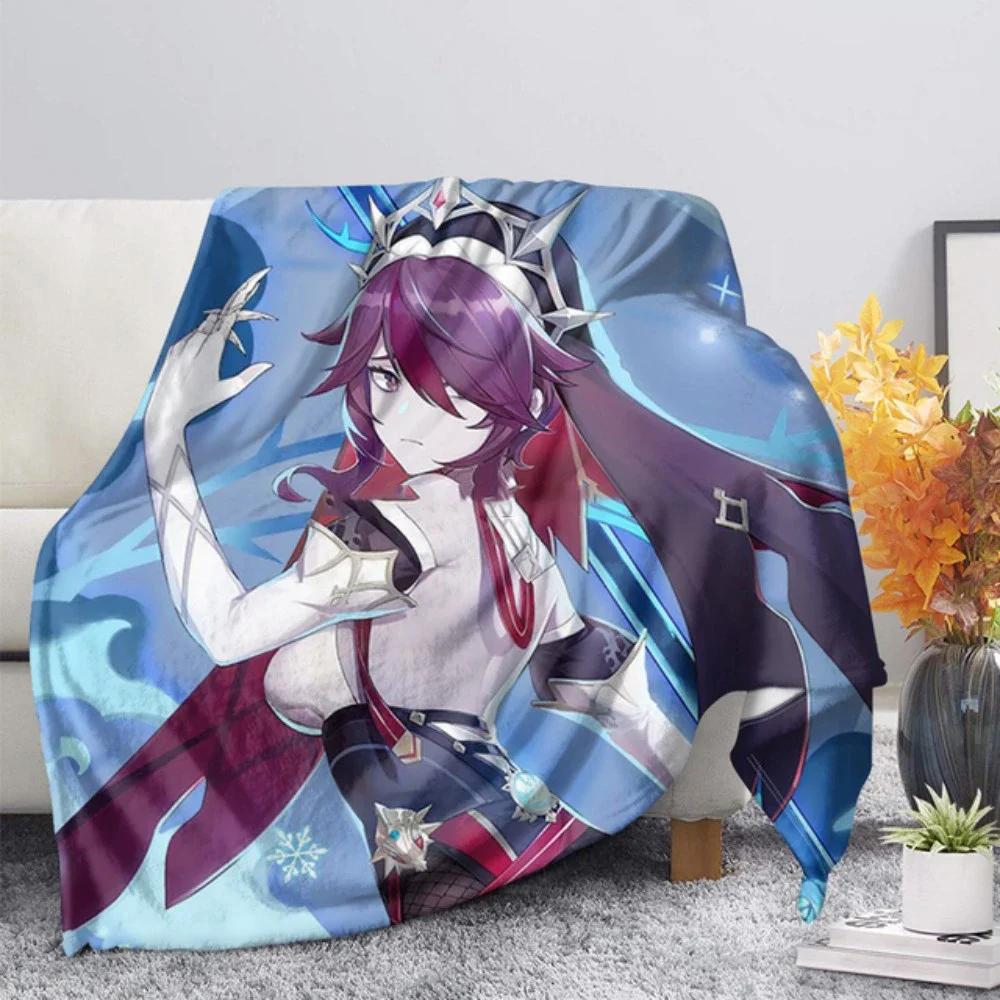 3d Printed Genshin Impact Girls Blanket Bedspread Cute Flannel Home Camping Aircraft Blanket Plush Soft Comfortable Blanket