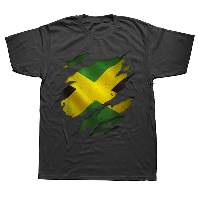 3D-gedrucktes jamaikanisches schwarzes Mädchen T-Shirt für Männer Jamaica Flaggenmuster T-Shirts Sommer Übergroße Damen T-Shirts Rundhals Tops