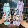 1PC Gnome Santa Christmas Cartoon Print 750ml Color Plastic Sports Water Bottle Leakproof Flip Straw Lid Suitable for Sports Office Home Use