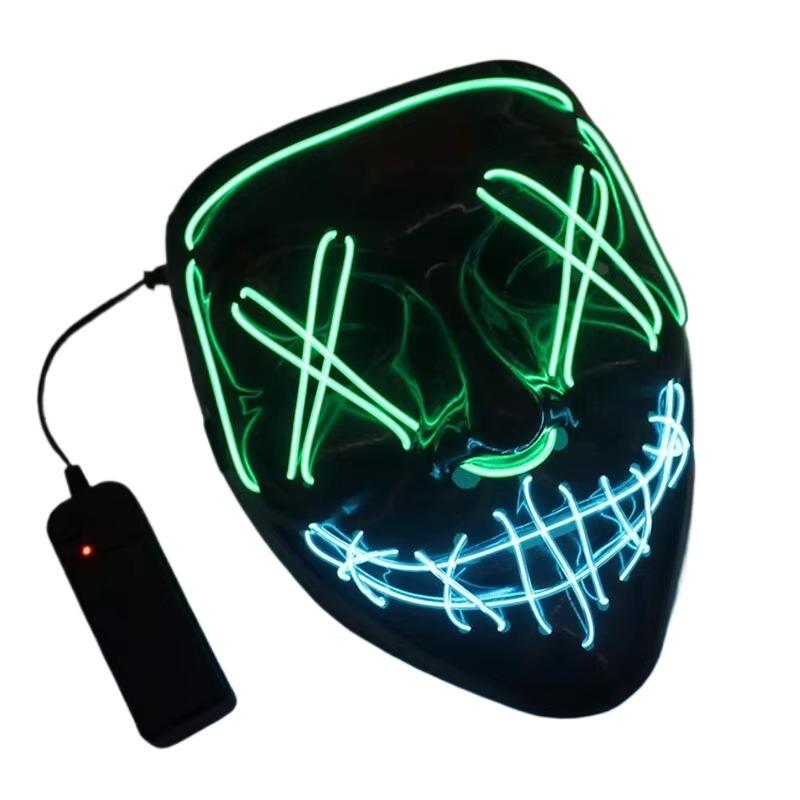 

Halloween LED Luminous Mask Letter V Horror Ghost Face Mask Holiday Cosplay Halloween Costume Masquerade Carnival Gift зелёный
