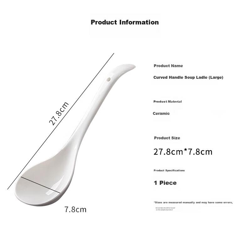 Shihua Large Ceramic Soup Ladle And Rice Spoon, 27.8cm, Serving Spoon, Porridge Scoop, Soup Spoon, Tablespoon, Single Piece