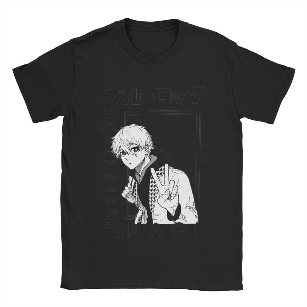 Novelty Nagi Seishiro Blue Lock T-Shirts for Men Round Collar Pure Cotton T Shirts Short Sleeve Tee Shirt Unique Tops