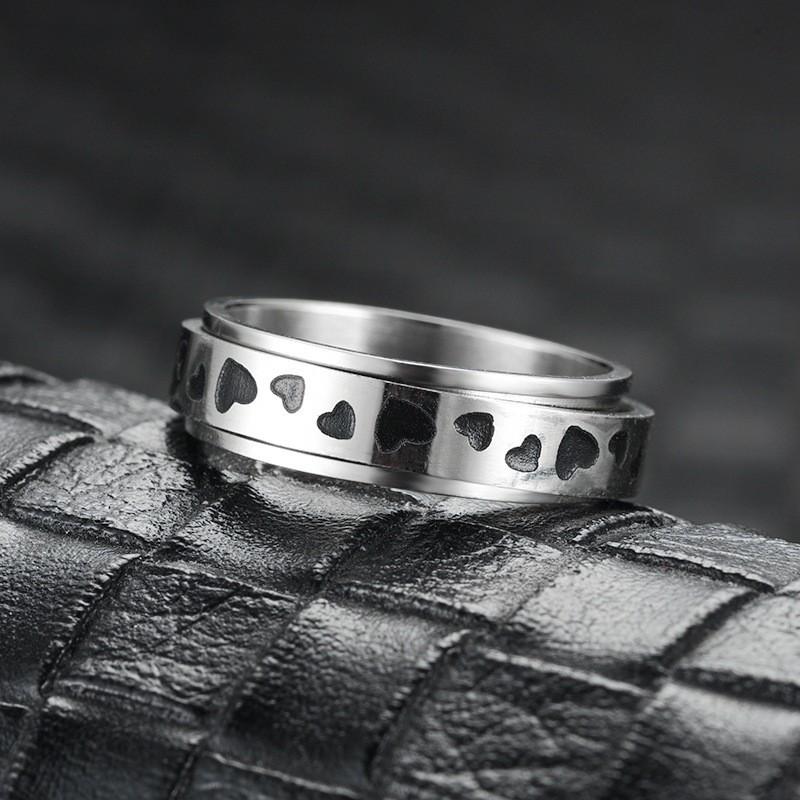 Vintage Star Stainless Steel Rotating Ring Anti Stress Man Worry Stress Relief Anxiety Relaxing Metal Rock Band Ring Anillo