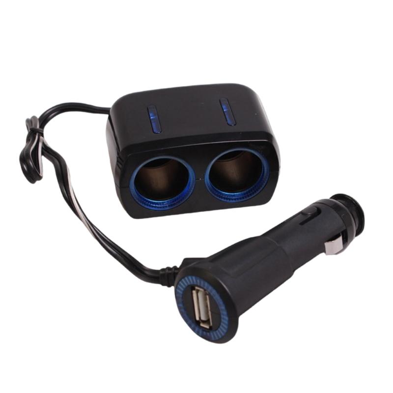 

80W Quick Charging Car Charging Splitter 2-Hole Power Socket with USB for Navigation Device Music Player 1