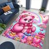1pc Pink Teddy Bear with Flowers Chair Mat - Anime Cartoon Design, Festival Gift, Non-Slip Carpet for Office and Home Decor, Suitable for All Seasons.