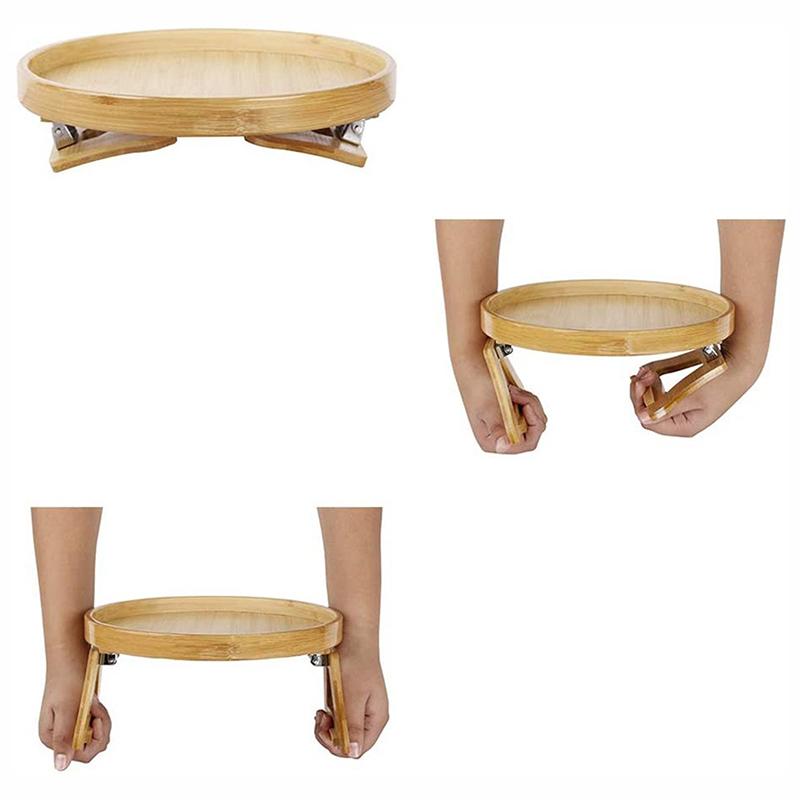 Sofa Tray Natural Bamboo Sofa Armrest Clip-On Tray Portable Table Phone Holder Snack Tray for Remote Control/Coffee/Snacks