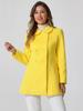 Allegra K Women's Double-Breasted Trench Coat with Round Collar, Long Sleeves, and Cold Weather Protection for Fall and Winter, Yellow, Size S