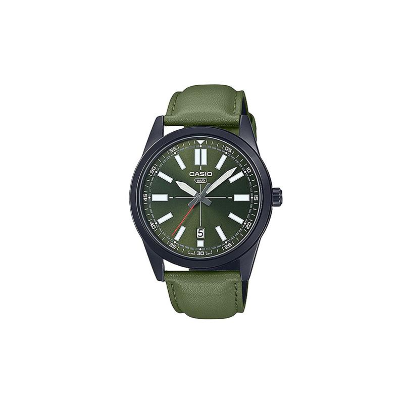 

Casio DRESS Men s Pointer Display Watch Series Simple Fashion Classic Casual Date Display Waterproof Quartz Movement Leather Strap MTP-VD02BL-3E зелёный