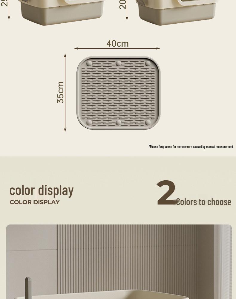Giant Semi-Enclosed Anti-Splash Deodorizing Cat Litter Box with Mat