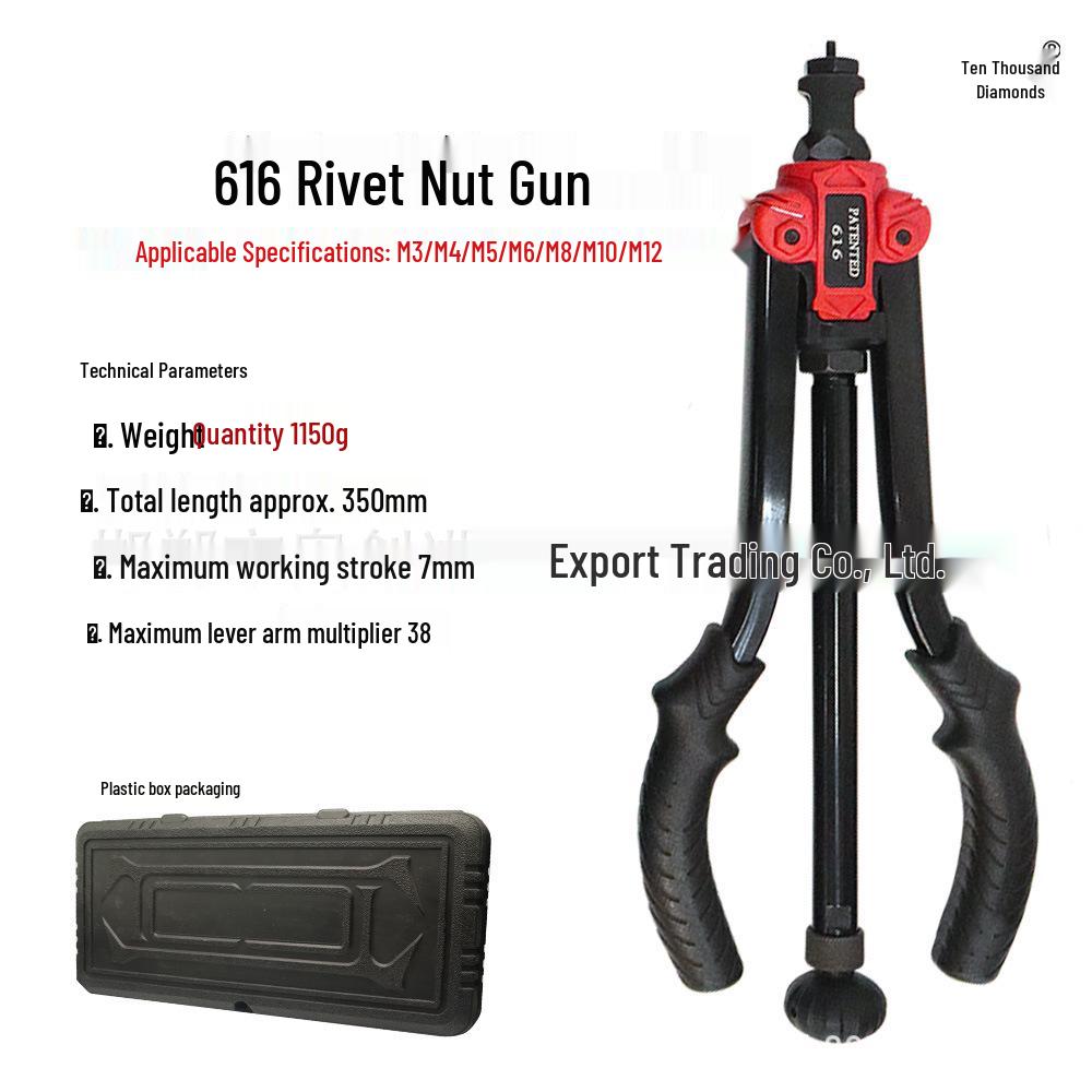 Alloy Steel Double Handle Manual Rivet Nut Gun 606 Riveting Tool for Household Use