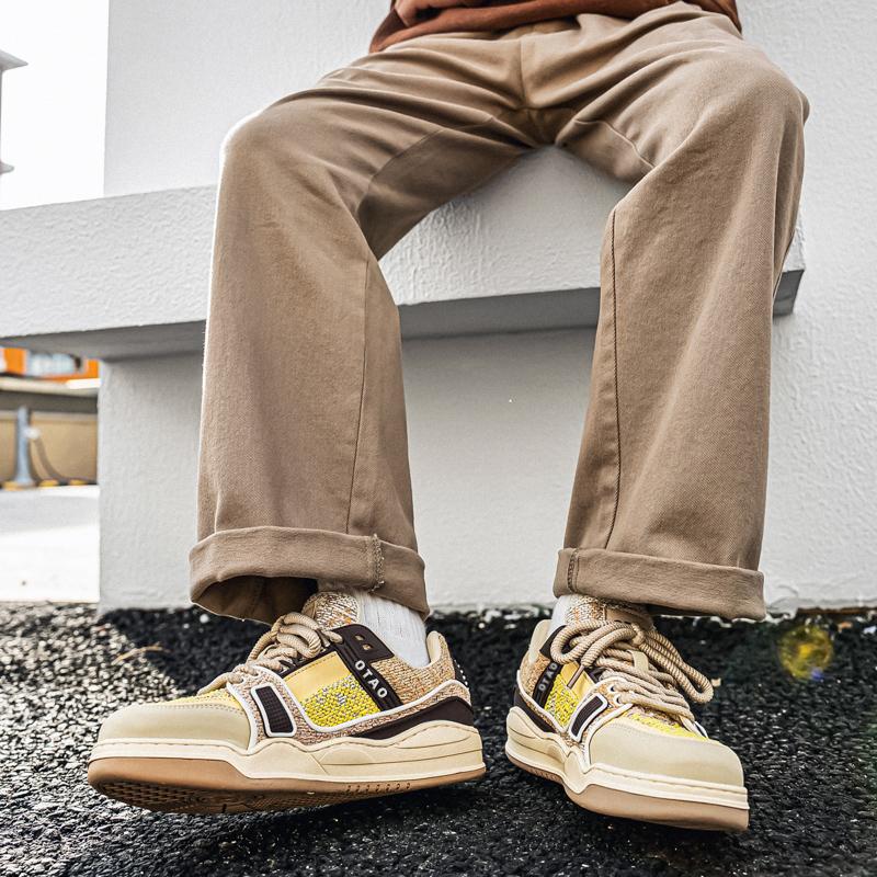 Thick Soled Sports Shoes for Men Easy To Match with Sneakers Fashionable Casual Leather Fabric Breathable Men's Casual Shoes