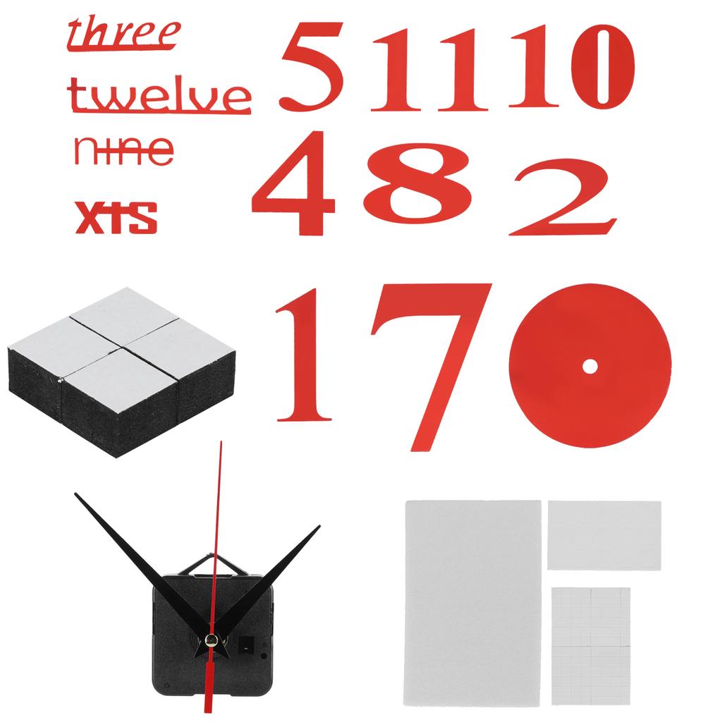 Modern DIY Digital Wall Clock Sticker Decals for Home Living Room Office DecorationRed