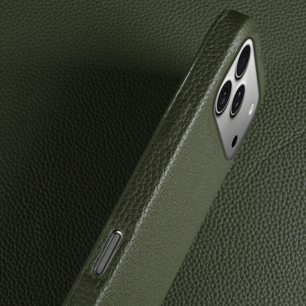 For iPhone 17 Pro Case Compatible with MagSafe Litchi Texture Genuine Cow Leather + PC Phone Cover